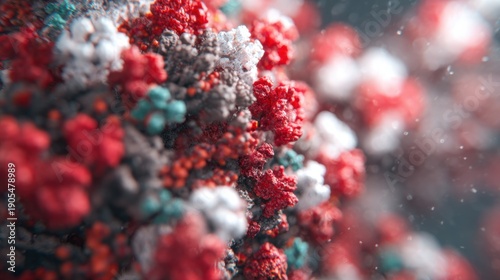 Close view of a virus at macro level in digital art style