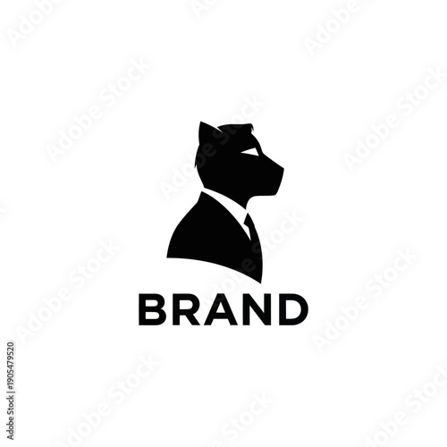 Businessman Logo with Wolf Head Silhouette.