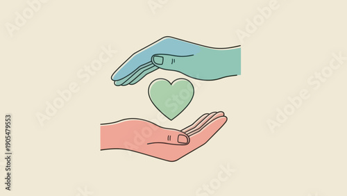 Hands Holding Heart Illustration Symbolizing Love.