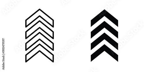 Chevrons icons in different styles. Simple icon design