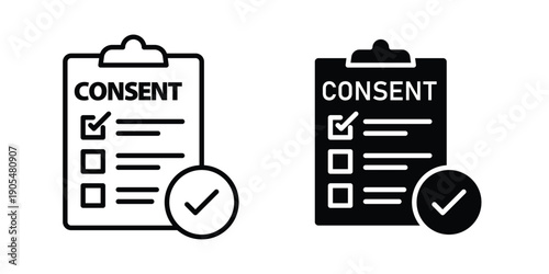 Consent icons in different styles. Simple icon design