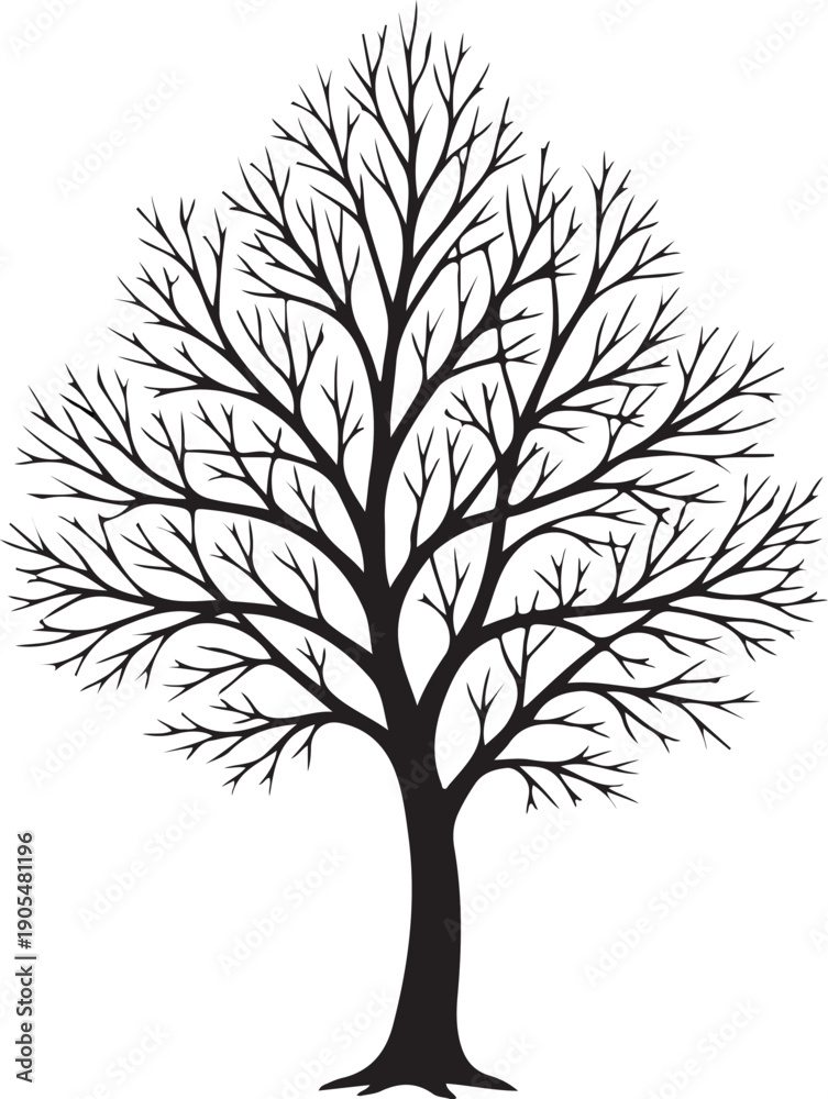 Obraz premium Minimalist Bare Winter Tree Silhouette