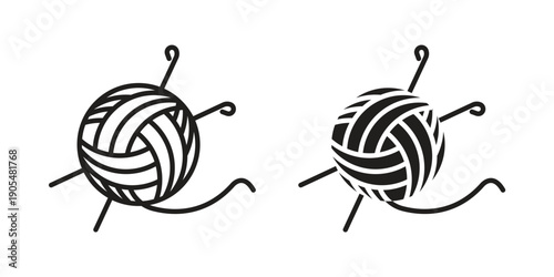 Crochet icons in different styles. Simple icon design
