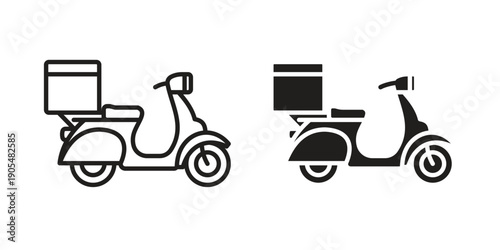 Delivery scooter icons in different styles. Simple icon design