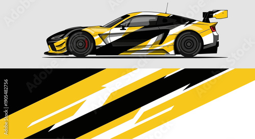 High-speed yellow and black race car dominating the track with dynamic design.