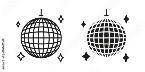 Disco ball icons in different styles. Simple icon design