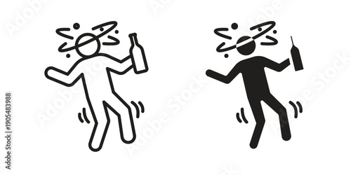 Drunk human icons in different styles. Simple icon design