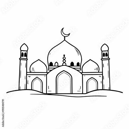 Taj Mahal vector illustration with dome and monument in India