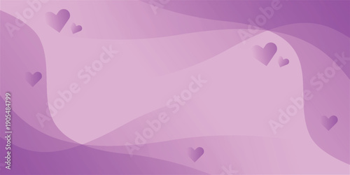 Soft purple abstract background with gentle wavy shapes and scattered gradient hearts, creating a romantic and dreamy atmosphere.