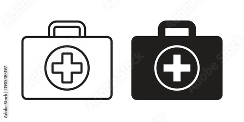 First aid kit icons in different styles. Simple icon design