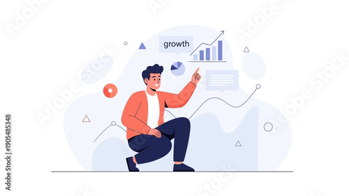 Man analyzing financial growth chart, business strategy, data analysis concept