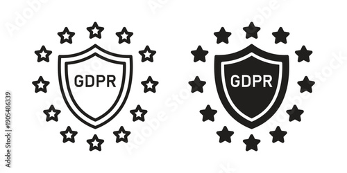 GDPR icons in different styles. Simple icon design