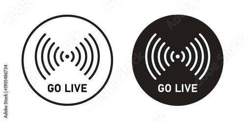 Go live icons in different styles. Simple icon design