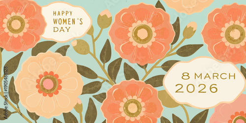 Floral illustration celebrating international women s day on march 8th 2026