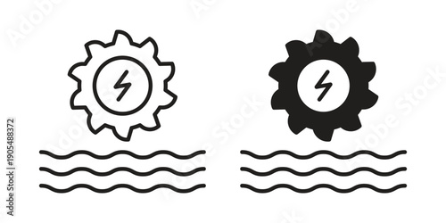 Hydraulic energy icons in different styles. Simple icon design