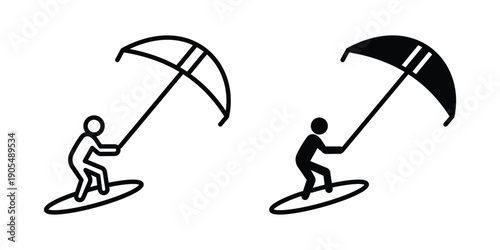 Kitesurf signs in different styles. Simple icon design