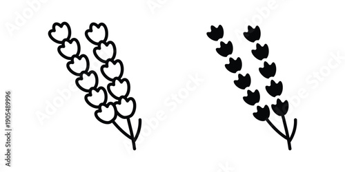 Lavender icons in different styles. Simple icon design