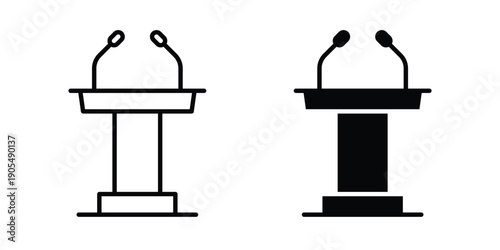 Lectern icons in different styles. Simple icon design