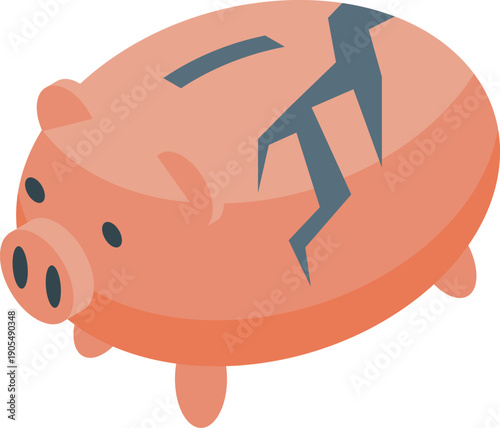 Cracked piggy bank showing savings loss, financial crisis, economic downturn, and bankruptcy