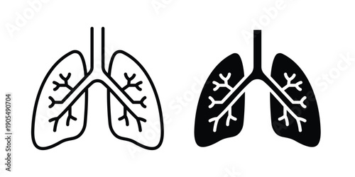 Lungs icons in different styles. Simple icon design
