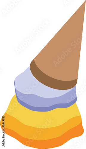 Two scoops of colorful ice cream falling from its cone, creating a sticky mess on the ground