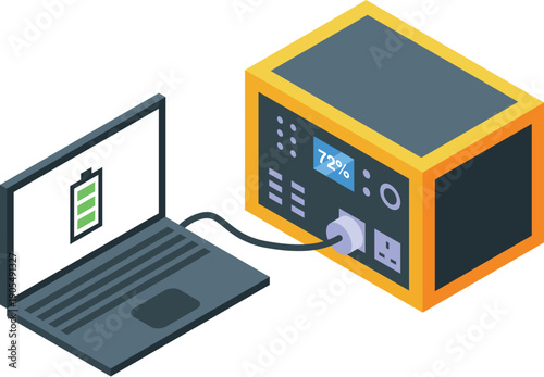 Portable power station efficiently charging a laptop, providing reliable power for work or leisure activities