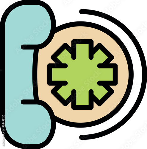 Ringing phone with medical symbol represents calling for healthcare assistance, medical services, and emergency contact