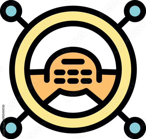 Steering wheel with futuristic design and digital connectivity, ideal for projects related to autonomous vehicles and smart transportation