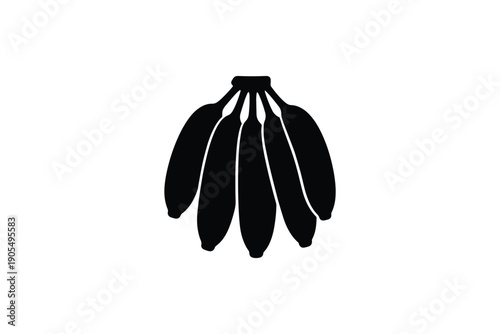 Bunch of organic bananas in black silhouette style for fruit shop branding or healthy grocery store marketing