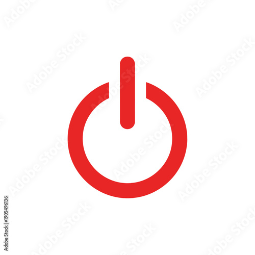 Vibrant Red Power on Off Button Symbol Icon Graphic on White Background