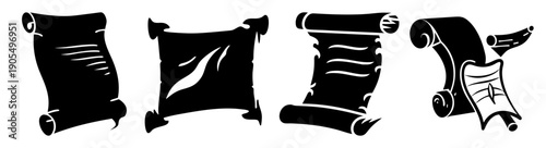 Set of vintage quill pens and ink feather icons vector isolated black white calligraphy writing tools design elements