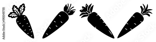 Fresh organic carrots vector icon set isolated on white background healthy food illustration