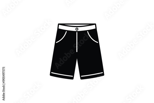 Black shorts isolated on white background object clothing fashion casual wear garment sportswear