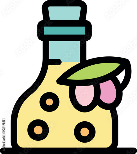 Peach essential oil extracted from peach flowers and leaves is depicted in a glass bottle, highlighting the natural origin of the product