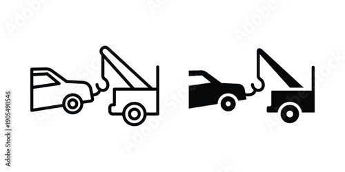 Towed car icons in different styles. Simple icon design