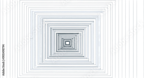 Abstract geometric tunnel perspective with repeated squares receding into the distance representing depth illusion and digital space with