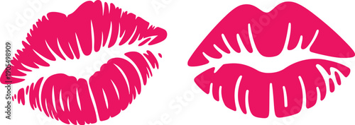 Pink Kiss Symbol, bold lip vector for pop design, sticker art, vector graphics, branding, commercial illustrations