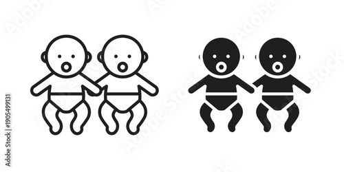 Twin icons in different styles. Simple icon design