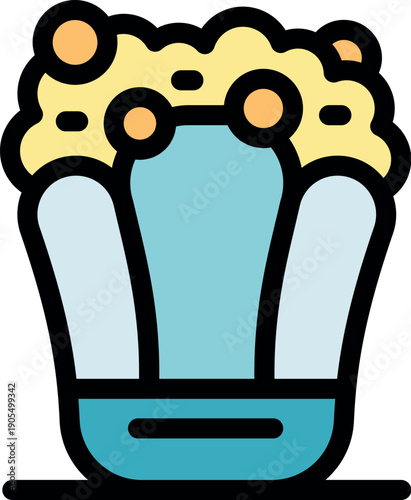 Overflowing popcorn bucket with delicious kernels ready for a movie night