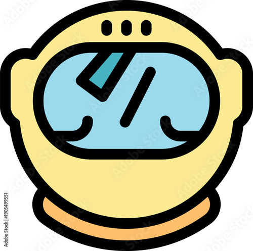 Cartoon style astronaut helmet with a blue visor