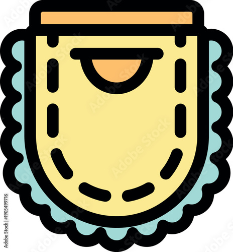 Baby bib featuring a pocket and frilly edge, designed to protect clothes during feeding