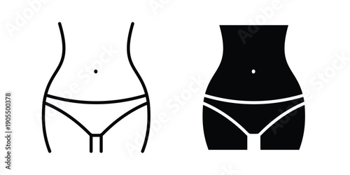 Women waist icons in different styles. Simple icon design