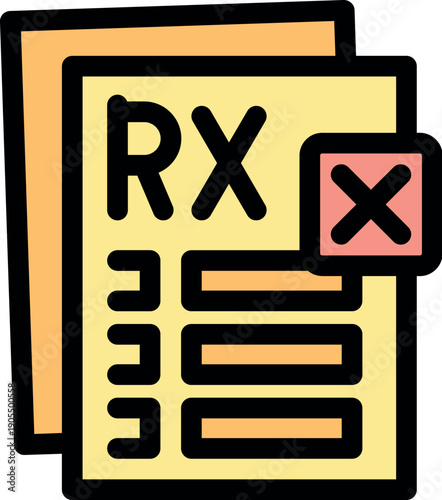 Denied medical prescription form with a red cross mark, symbolizing rejection or cancellation of a medical treatment or medication request