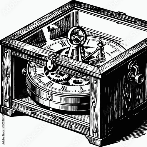 Vintage Wooden Clock in Box.