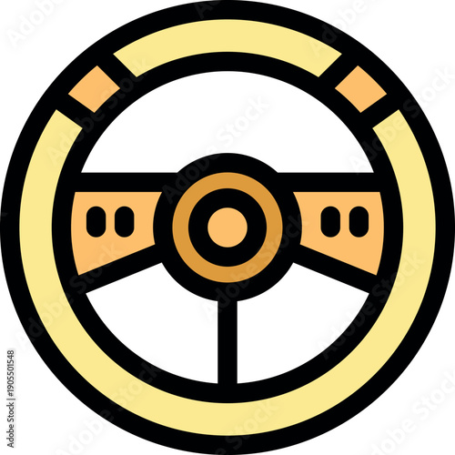 Steering wheel representing driving, control, vehicles, and automotive industry, featuring a simple and iconic design