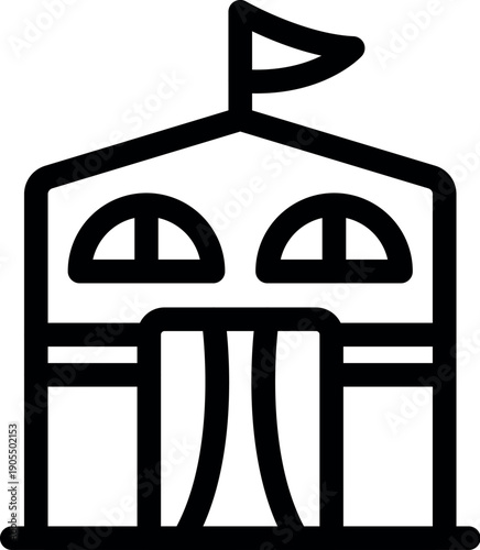 Fire station building waving flag showing emergency service and protection