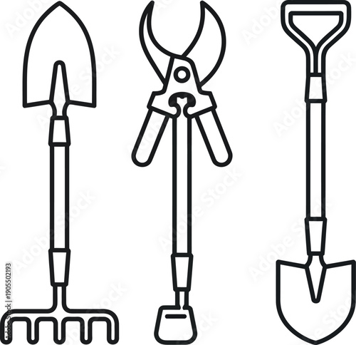 Gardening tools for digging and pruning
