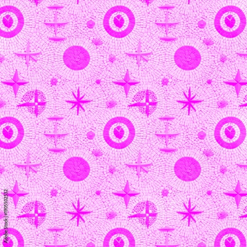 ИллAbstract geometric background with vibrant magenta shapes and circles on a bright yellow backdrop. Minimalist digital artwork with playful, modern design. Contemporary abstractюстрация без названия