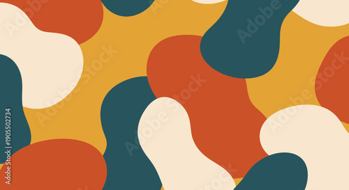 Vibrant abstract pattern with colorful shapes and curves.