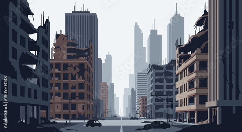 Urban cityscape with modern and construction buildings.